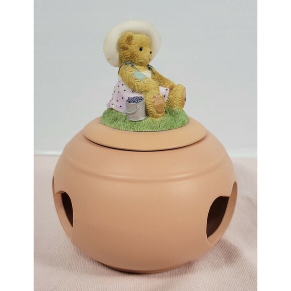 3 Piece Cherished Teddies 111601 Tea Light Round Heart Cutout Figurine Top 2002 - Picture 2 of 12